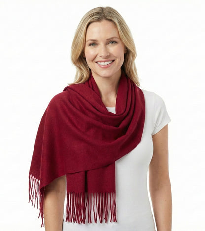 Sakkas Booker Cashmere Feel Solid Colored Unisex Winter Scarf With Fringe