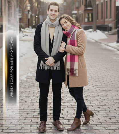 Sakkas Booker Cashmere Feel Solid Colored Unisex Winter Scarf With Fringe