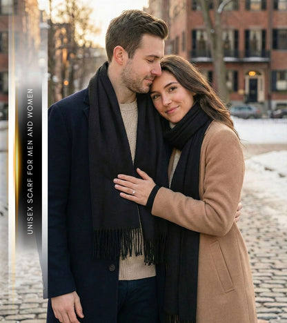 Sakkas Booker Cashmere Feel Solid Colored Unisex Winter Scarf With Fringe