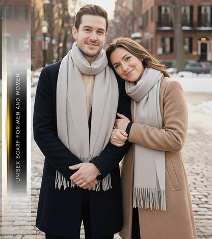 Sakkas Booker Cashmere Feel Solid Colored Unisex Winter Scarf With Fringe