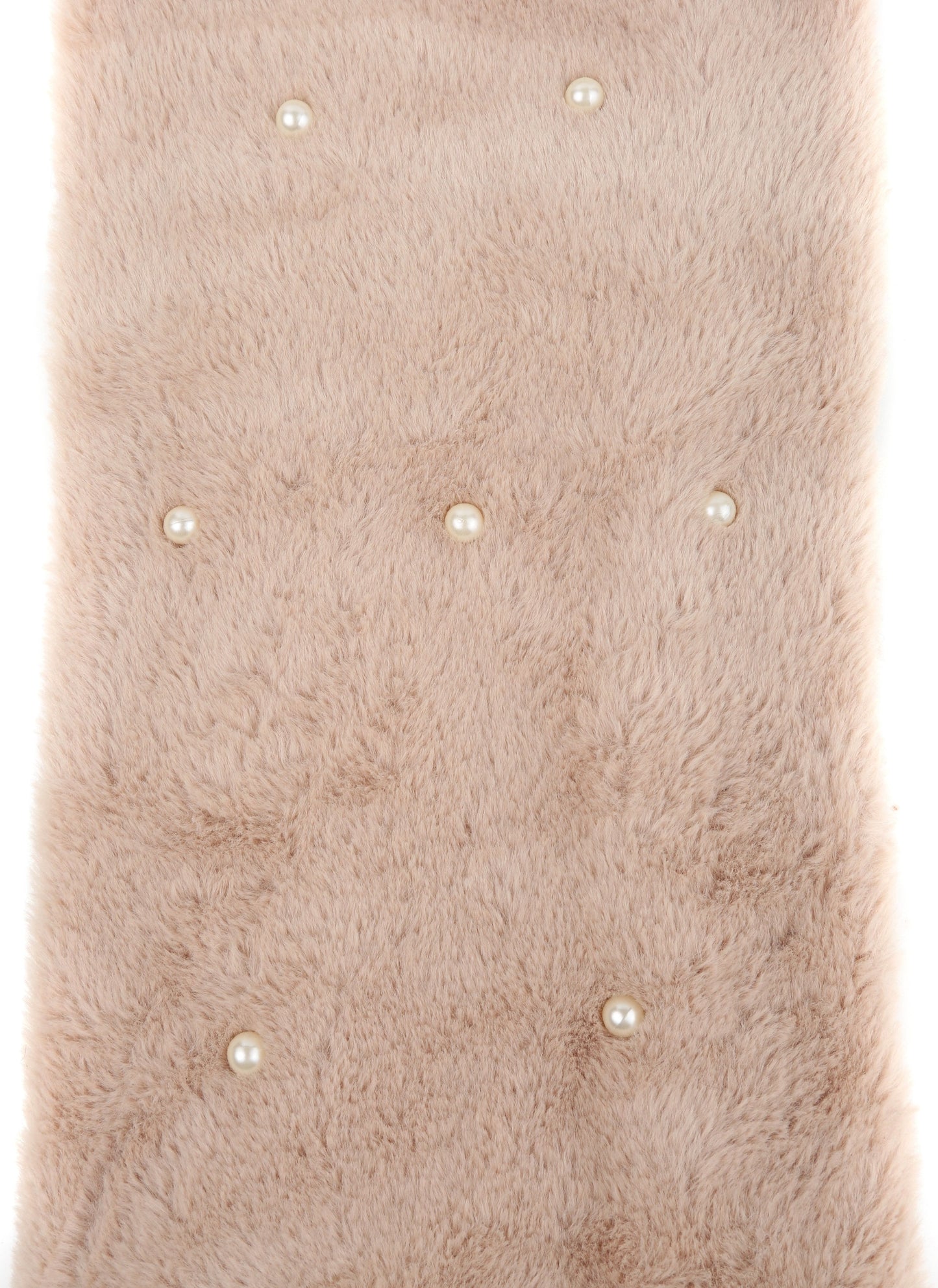 Sakkas Sabby Long Thin Faux Fur Pearl Embellishment Warm Soft Infinity Scarf