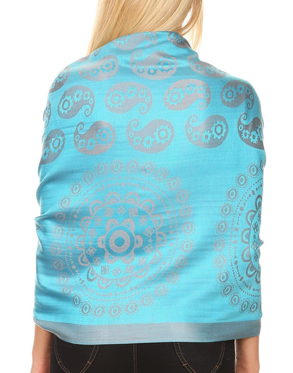 Sakkas Mia Reversible Brocade Paisley Scarf Wrap Shawl Soft and Light