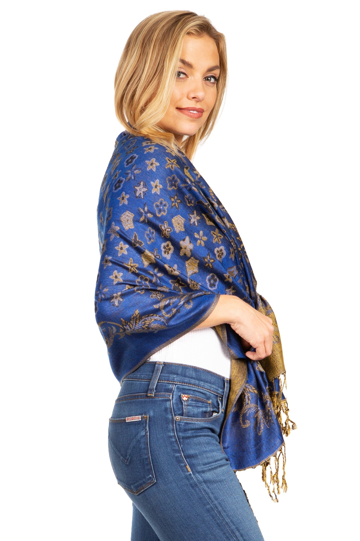 Sakkas Alessa Women's Silky Soft Reversible PaisleyPrint Pashmina Scarf Shawl Wrap