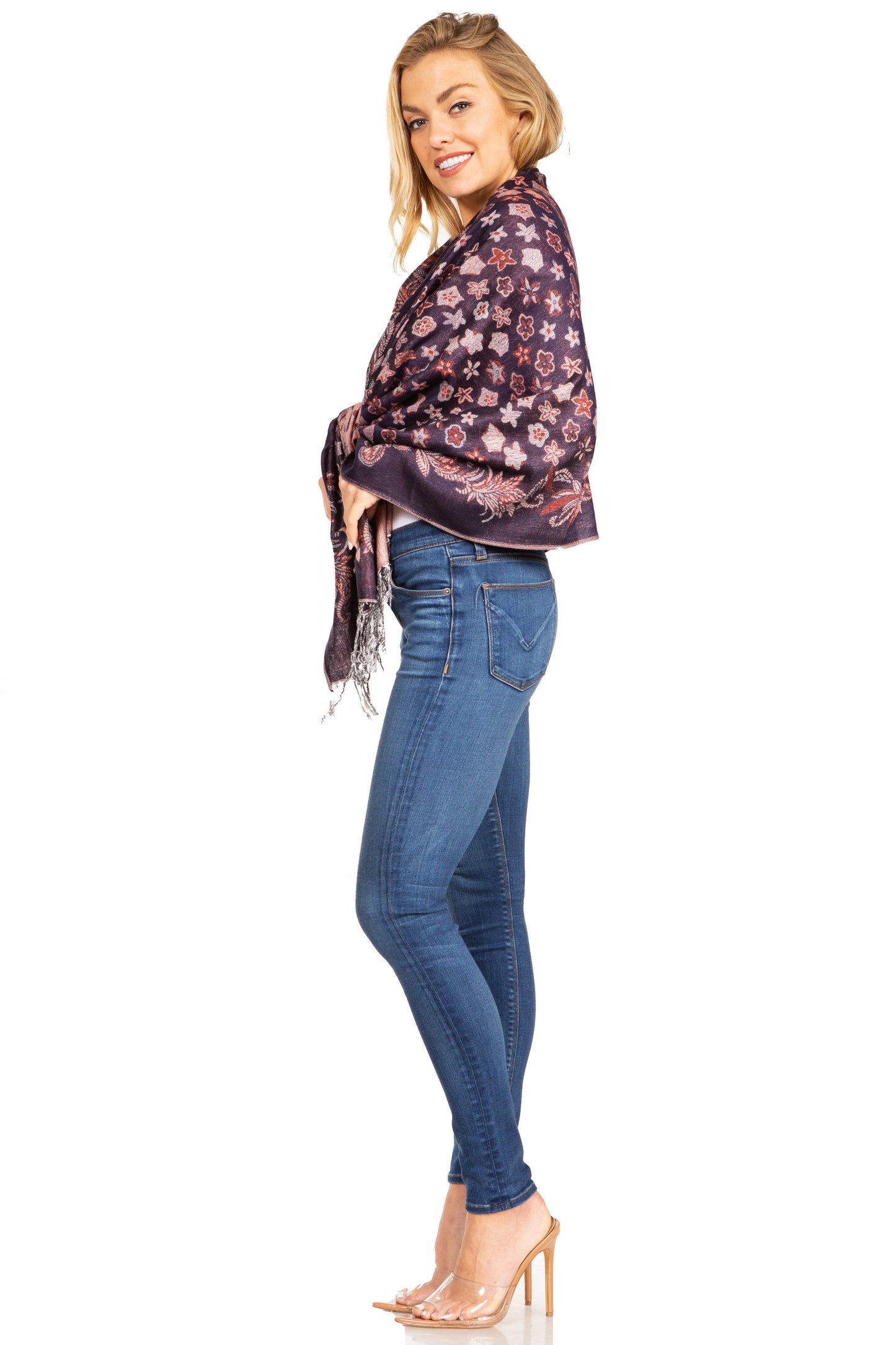 Sakkas Alessa Women's Silky Soft Reversible PaisleyPrint Pashmina Scarf Shawl Wrap