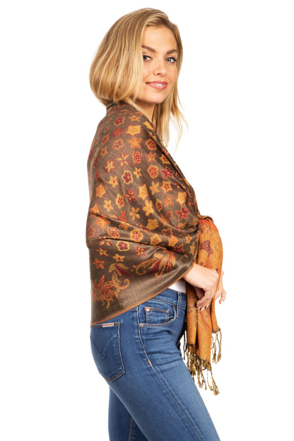 Sakkas Alessa Women's Silky Soft Reversible PaisleyPrint Pashmina Scarf Shawl Wrap