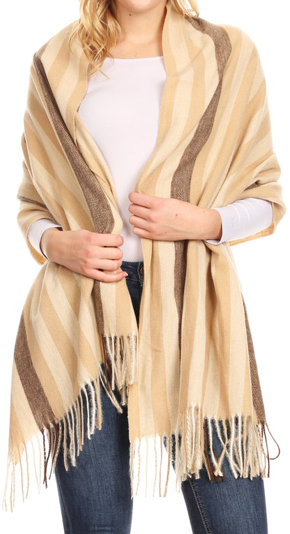 Sakkas Martinna Warm Super Soft Cashmere Feel Pashmina Shawl Wrap Scarf for Women - Weddings, Festivals, Travel & Daily Wear
