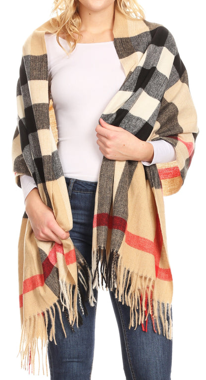 Sakkas Martinna Warm Super Soft Cashmere Feel Pashmina Shawl Wrap Scarf for Women - Weddings, Festivals, Travel & Daily Wear