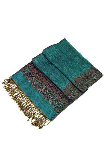 Sakkas 70" x 28" Border Pattern Layered Woven Pashmina Shawl Scarf Wrap Stole