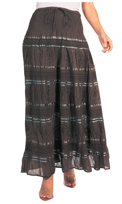 Sakkas Lace and Ribbon Peasant Boho Skirt