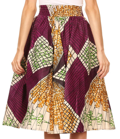 Sakkas African Dutch Ankara Wax Print Full Circle Skirt