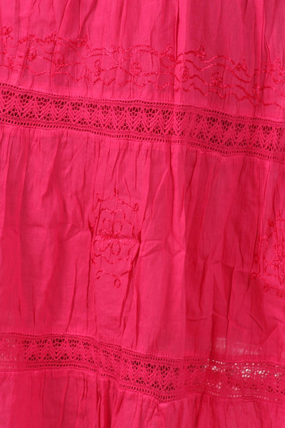 Sakkas Solid Embroidered Gypsy Bohemian Mid Length Cotton Skirt