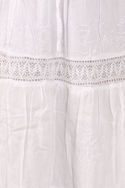 Sakkas Solid Embroidered Gypsy Bohemian Mid Length Cotton Skirt