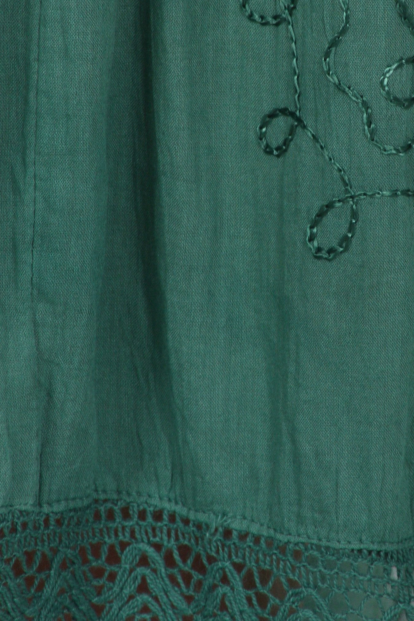 Sakkas Solid Embroidered Gypsy Bohemian Mid Length Cotton Skirt