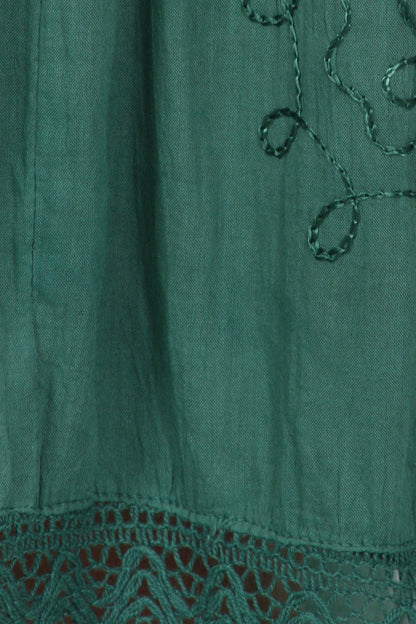 Sakkas Solid Embroidered Gypsy Bohemian Mid Length Cotton Skirt
