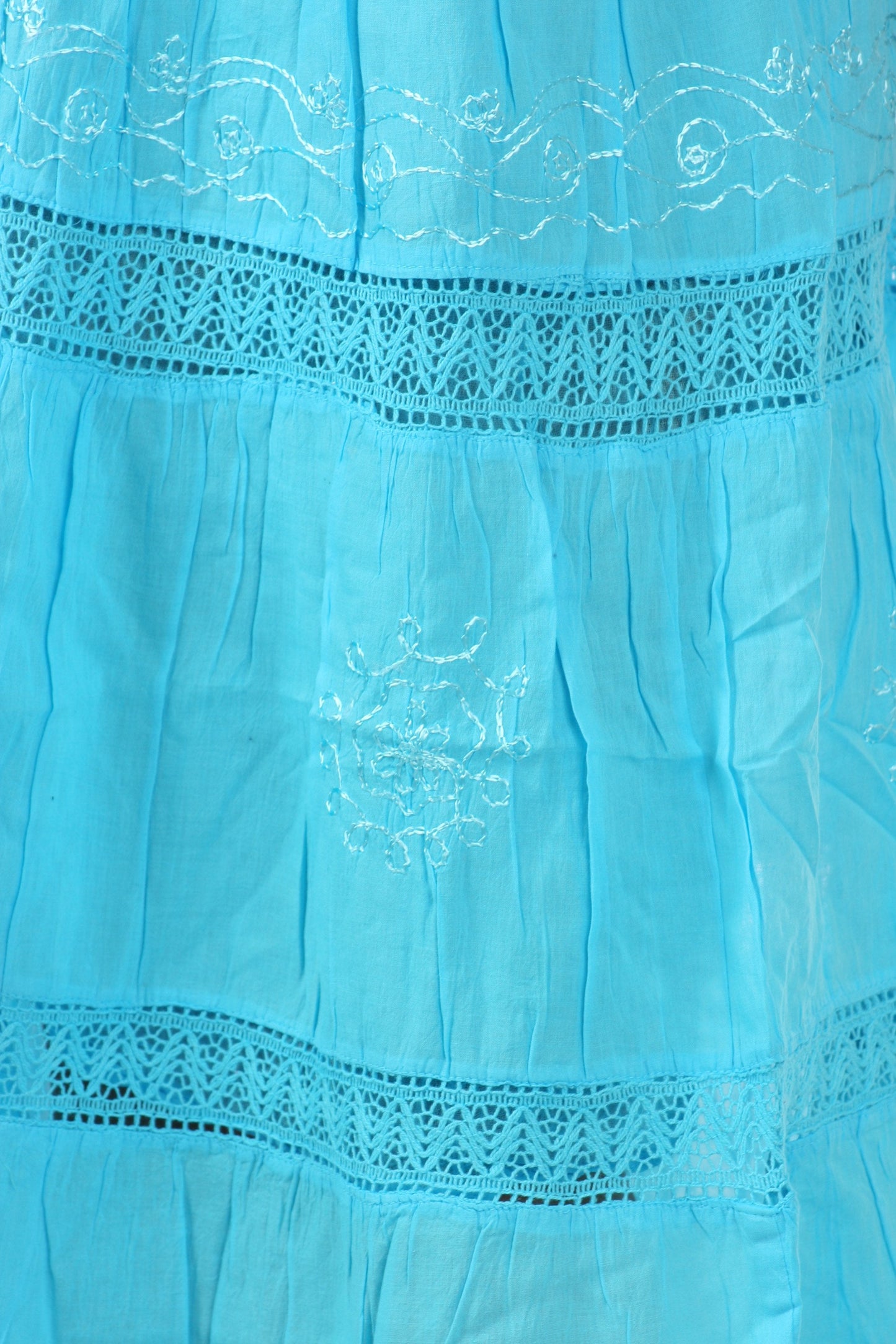 Sakkas Solid Embroidered Gypsy Bohemian Mid Length Cotton Skirt