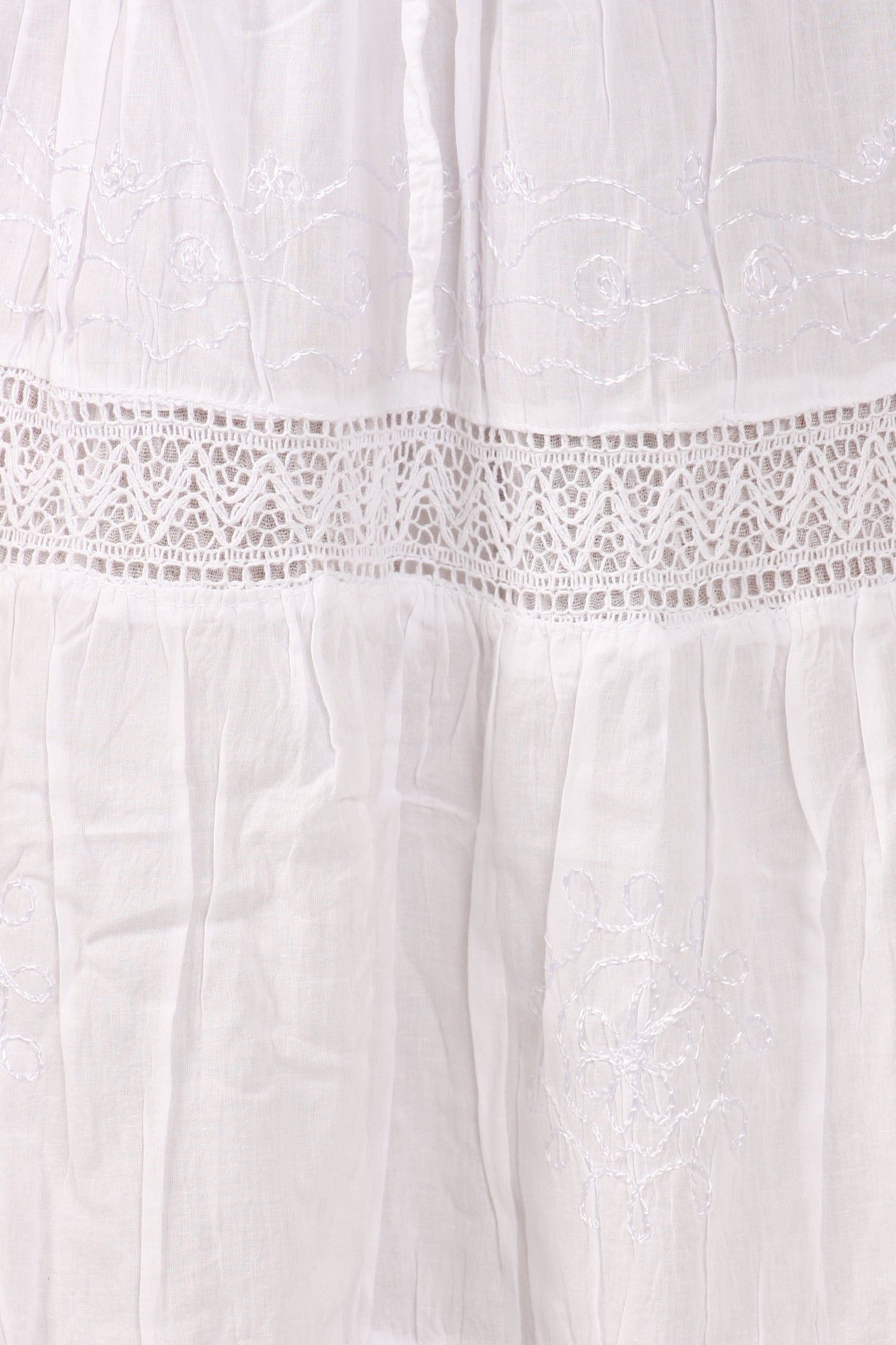 Sakkas Solid Embroidered Gypsy Bohemian Mid Length Cotton Skirt