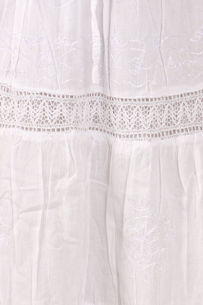 Sakkas Solid Embroidered Gypsy Bohemian Mid Length Cotton Skirt