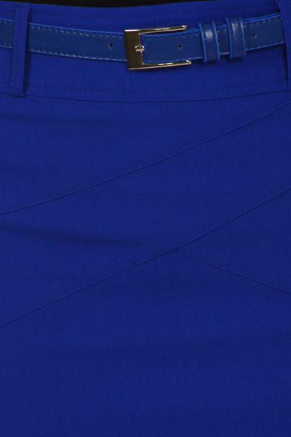 Knee Length Stretch Pencil Skirt with Skinny Belt