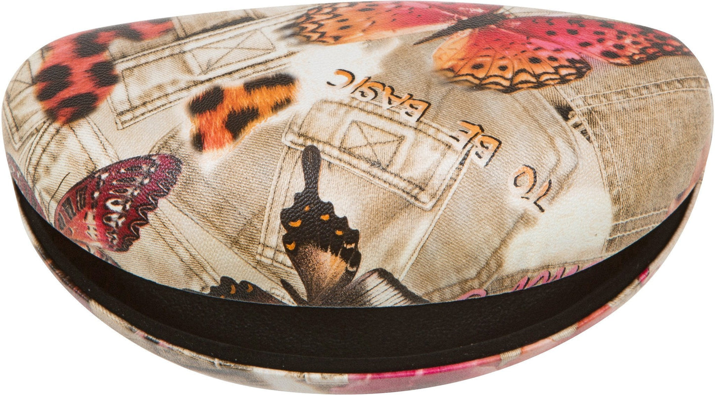 Sakkas Denim Butterfly Oversized Sunglasses Hard Case