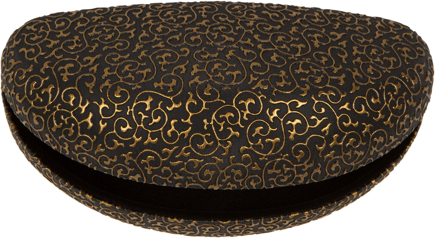 Sakkas Large Clamshell Filigree Embossed Hard Sunglasses Case