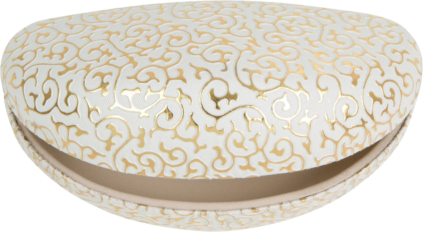 Sakkas Large Clamshell Filigree Embossed Hard Sunglasses Case
