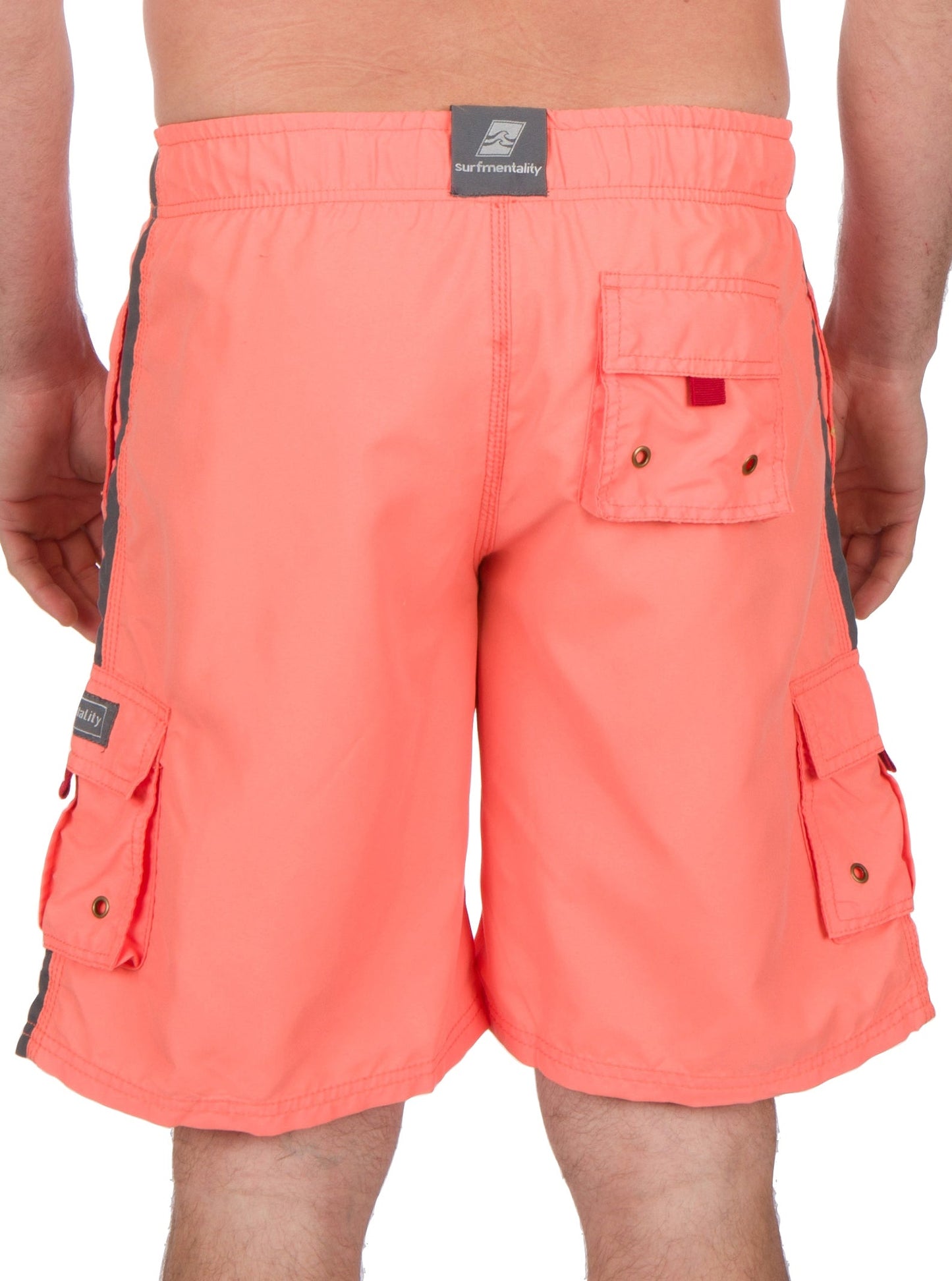 Men's Contrast Striped Solid Color Swim Trunks for Surfing and Skating by Sakkas