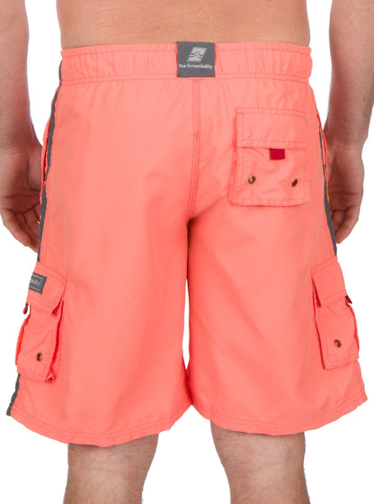 Men's Contrast Striped Solid Color Swim Trunks for Surfing and Skating by Sakkas