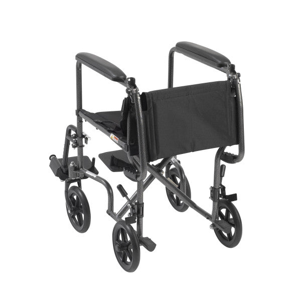 Steel Transport Wheelchair, Fixed Full Arms, 19" Seat