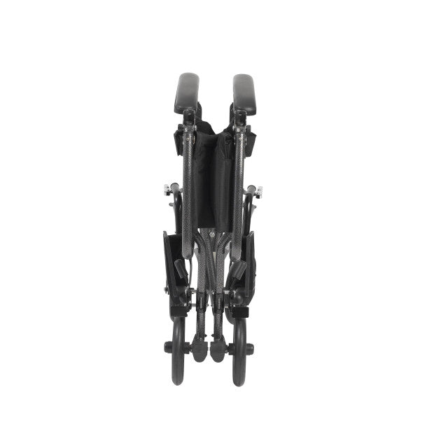 Steel Transport Wheelchair, Fixed Full Arms, 19" Seat