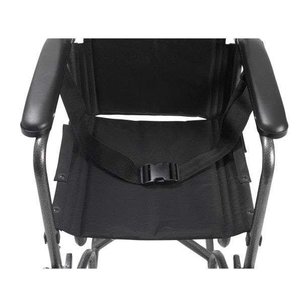 Steel Transport Wheelchair, Fixed Full Arms, 19" Seat