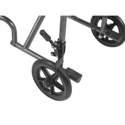 Steel Transport Wheelchair, Fixed Full Arms, 19" Seat