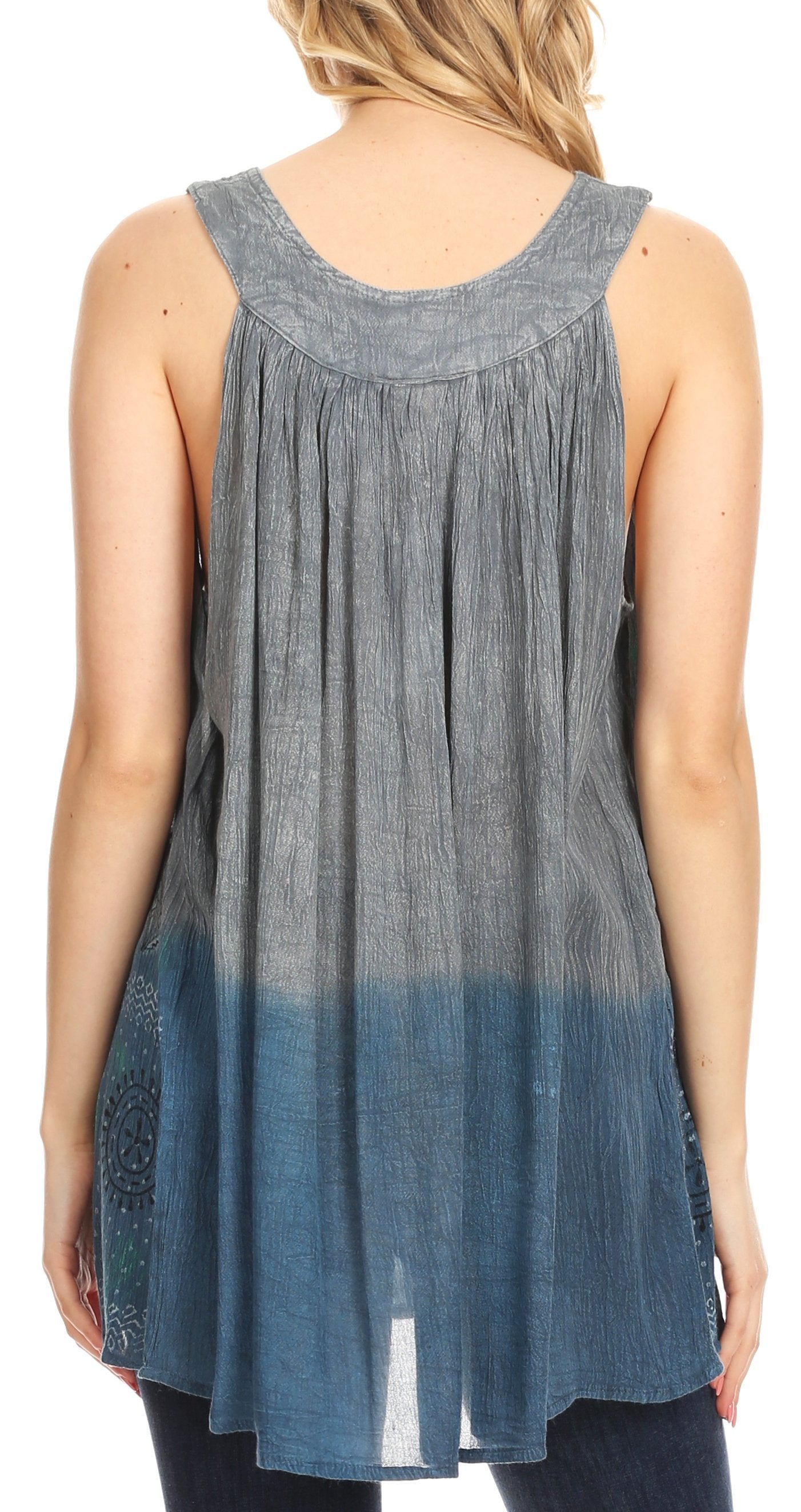 Sakkas Mina Women's Casual Loose Ombre Tie Dye Sleeveless Tank Top Tunic Blouse