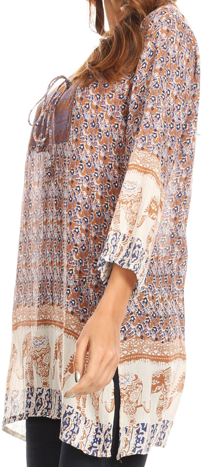 Sakkas Myra Ethnic Print Tunic with Embroidery