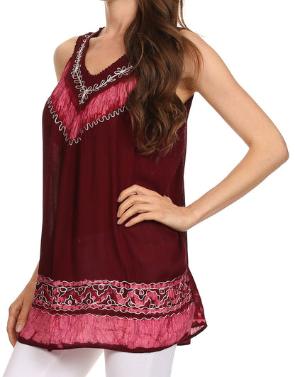Sakkas Paradise Embroidered Relaxed Fit Blouse