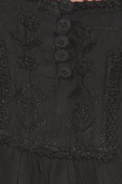 Sakkas Square Neck Button Detail Semi-Sheer Gauzy Cotton Blouse