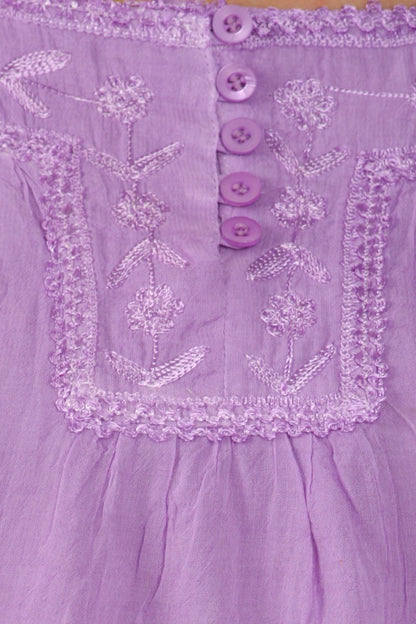 Sakkas Square Neck Button Detail Semi-Sheer Gauzy Cotton Blouse
