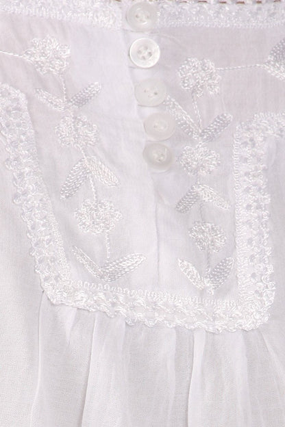 Sakkas Square Neck Button Detail Semi-Sheer Gauzy Cotton Blouse