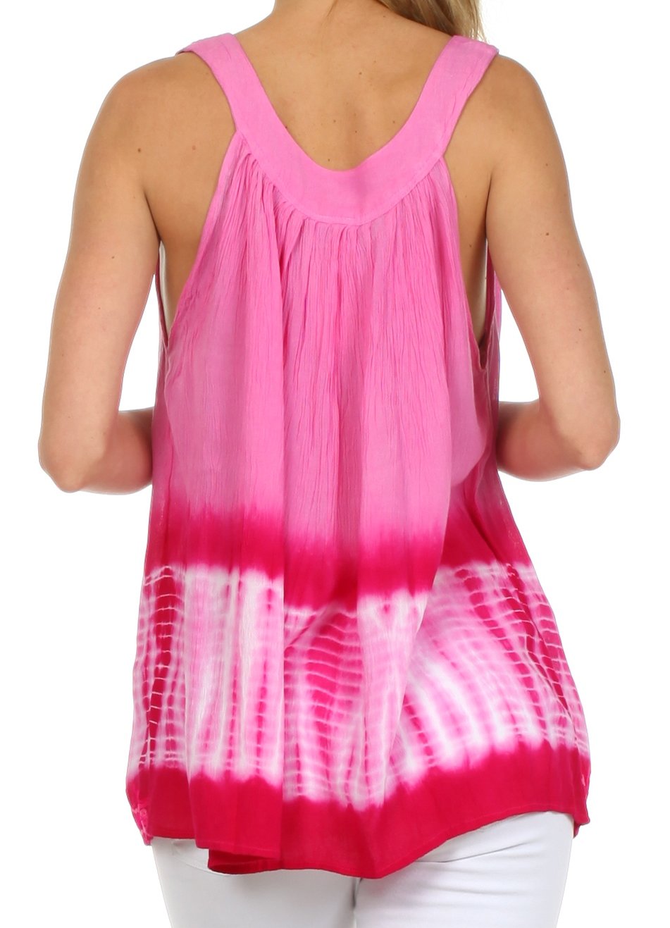 Sakkas Ombre Tie Dye Gauzy Crepe Sleeveless Relaxed Fit Top / Blouse