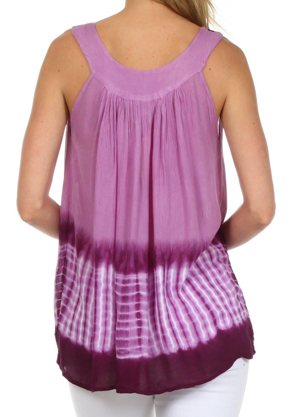 Sakkas Ombre Tie Dye Gauzy Crepe Sleeveless Relaxed Fit Top / Blouse