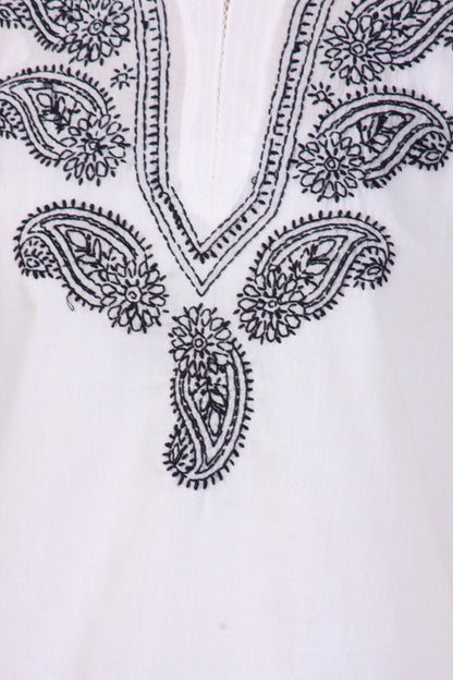 Sakkas Paisley Embroidered Cotton Long Sleeve Blouse