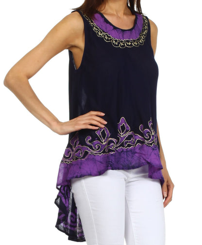 Sakkas Wild Raven Batik Hi Lo Blouse / Tunic