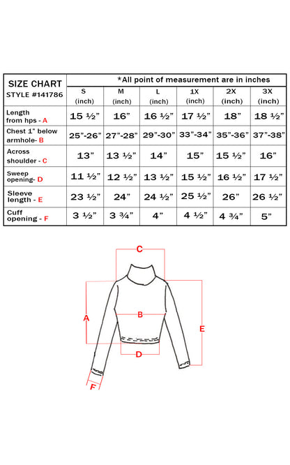 Sakkas Metallic Liquid Mock Neck Turtleneck Long Sleeve Crop Top - Made in USA