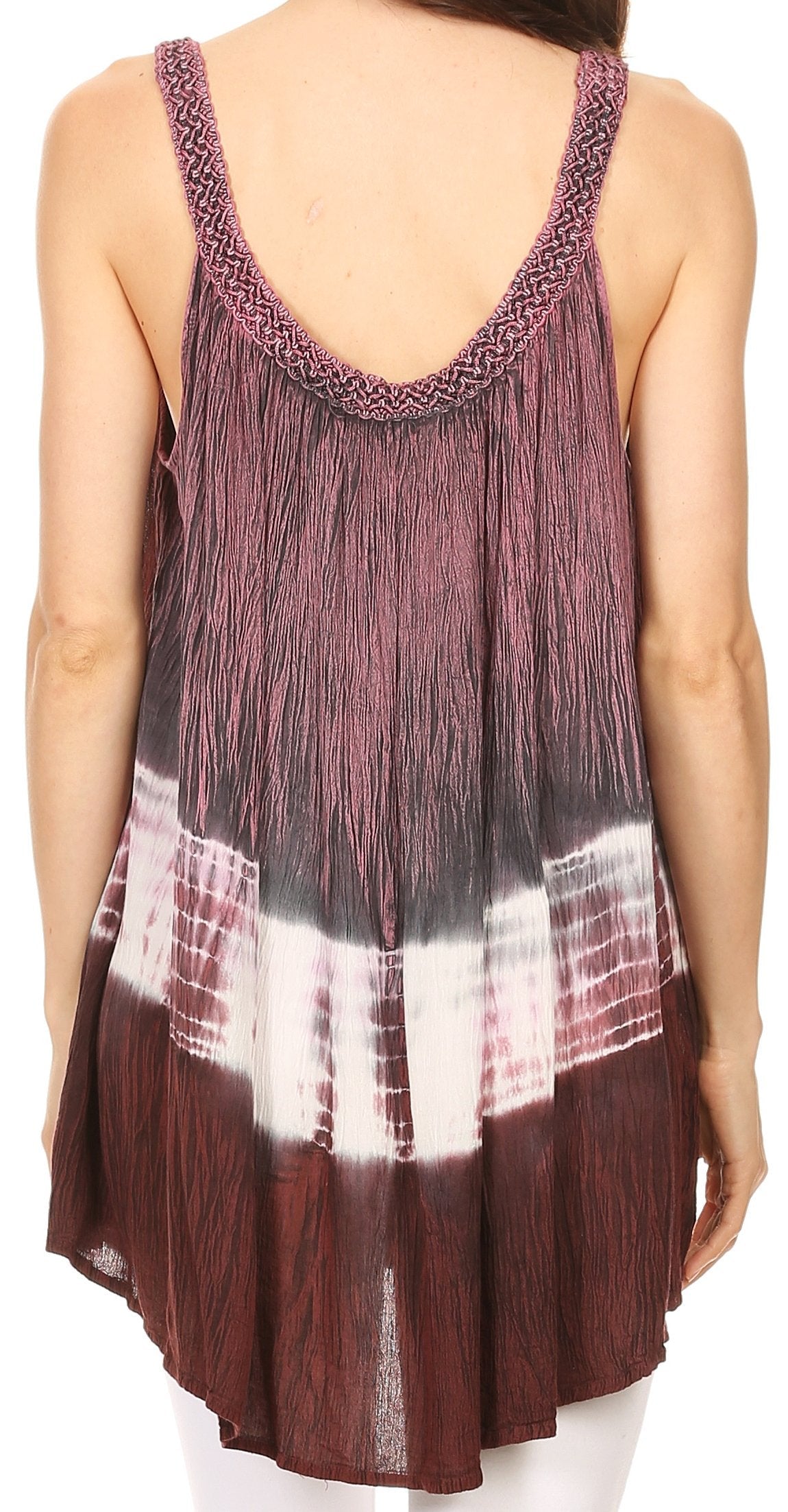 Sakkas Cecily Crinkle Floral Batik Tank with Sequins and Embroidery