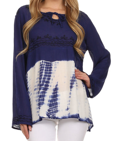 Sakkas Carla Tie Dye Embroidered Tunic Top / Blouse