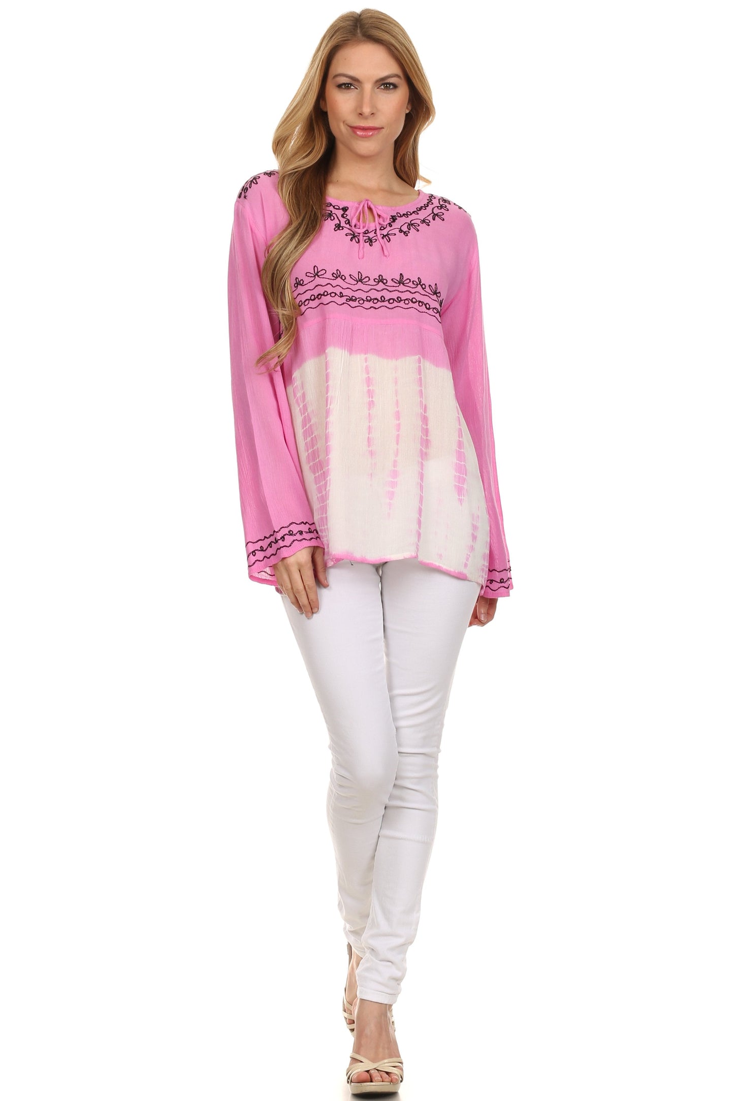Sakkas Carla Tie Dye Embroidered Tunic Top / Blouse