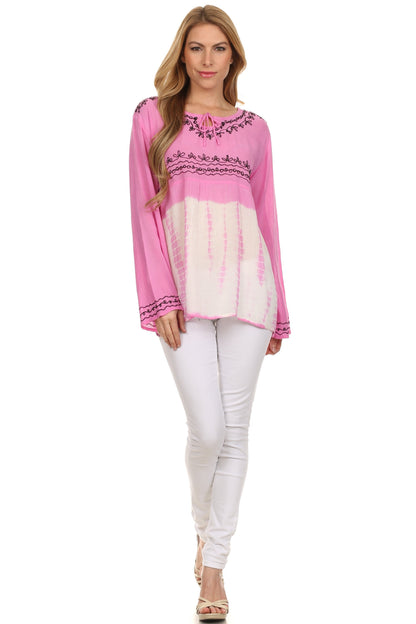 Sakkas Carla Tie Dye Embroidered Tunic Top / Blouse