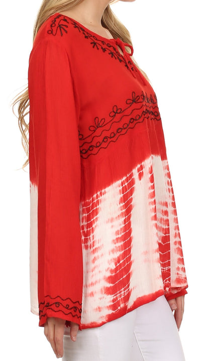 Sakkas Carla Tie Dye Embroidered Tunic Top / Blouse