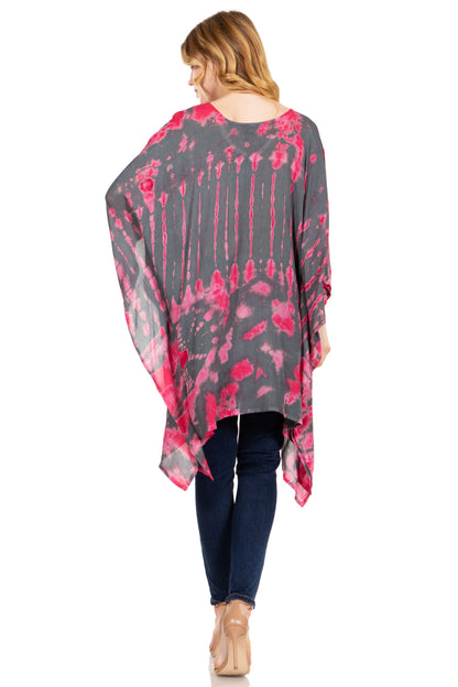 Sakkas Adalwin Desert Sun Lightweight Circle Ponch Tunic Top Blouse W / Embroidery