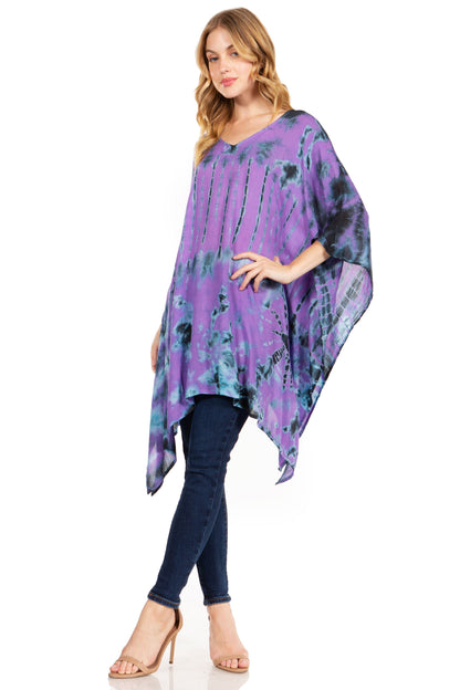 Sakkas Adalwin Desert Sun Lightweight Circle Ponch Tunic Top Blouse W / Embroidery
