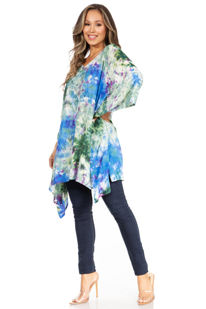 Sakkas Adalwin Second TieDye Desert Sun Circle Ponch Tunic Top Blouse W/Embroidery